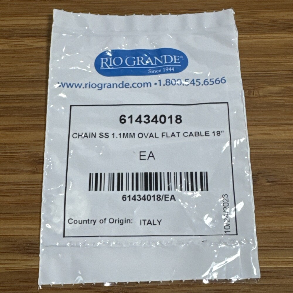 Rio Grande Sterling Silver 18” 1.1mm Oval Flat Cable Chain Italy 61434018